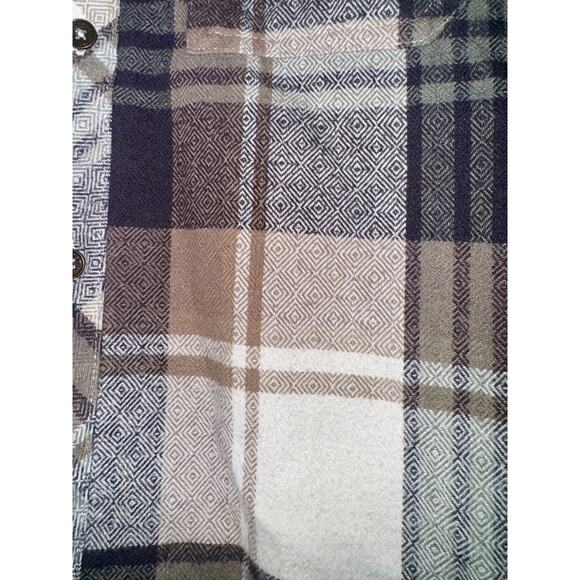 Outpost Plaid Button Down Men's Size Medium Brown Blue Diamond Pattern Fall Warm - Picture 6 of 9
